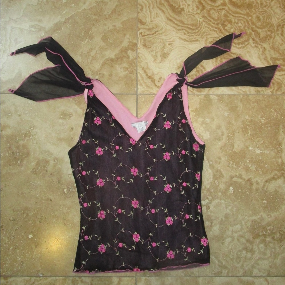 Sheer Black and Pink Sleeveless Top